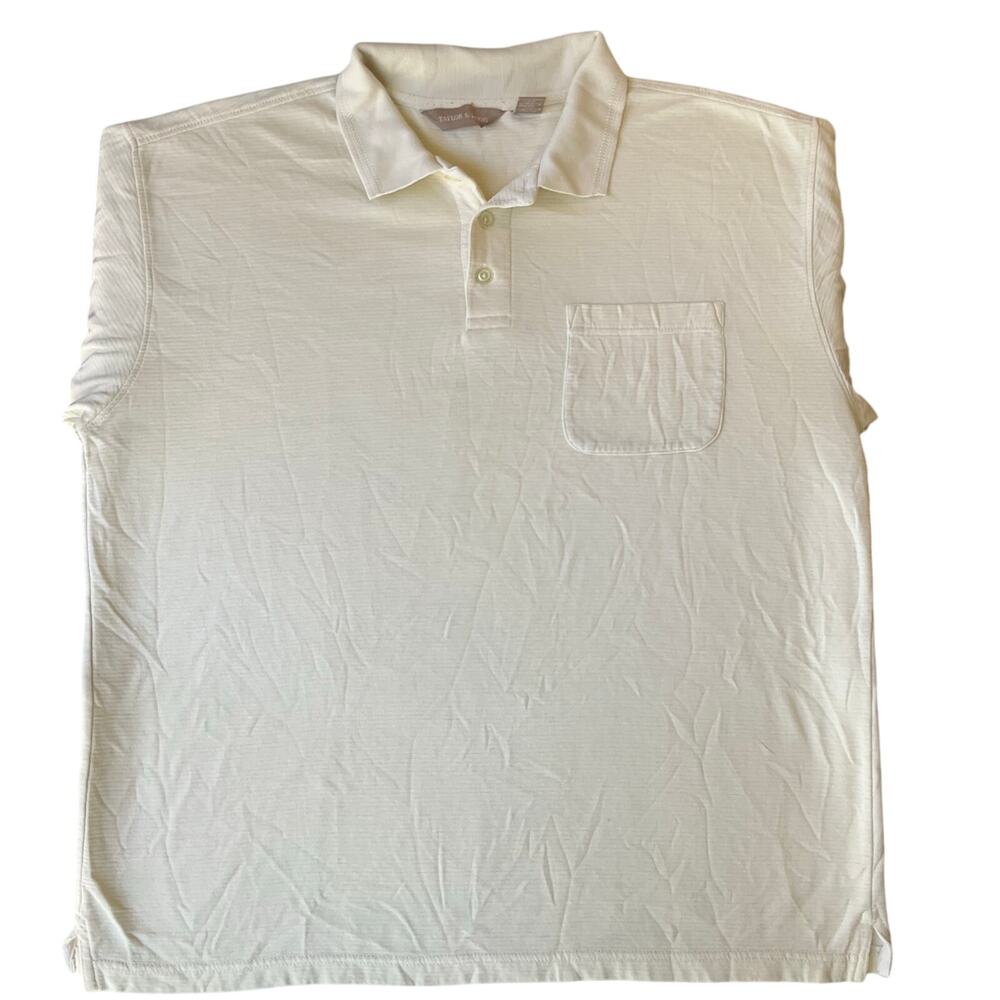 Taylor & Henry Men Polo Shirt Size XL Short Sleeve Stretchy Front Pocket White